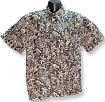 Day of the Dead Hawaiian Shirt- Black- Made in USA- Cotton